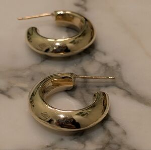 10k Yellow Gold Vintage 90s Puffy Hoop Earrings